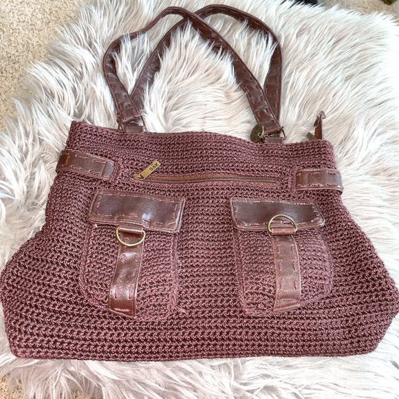 The Sak Handbags - EUC Vintage The Sak Double Strap Crochet Brown Shoulder Bag Purse